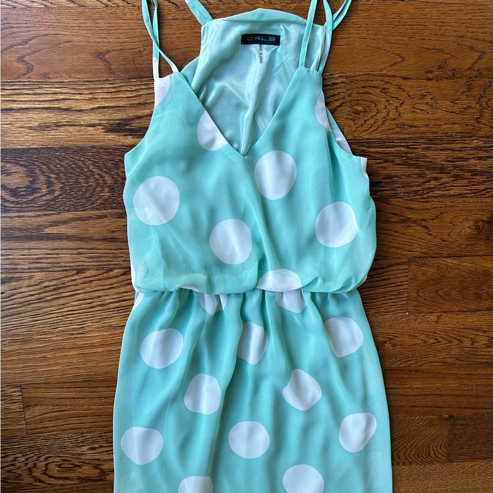 Light +  Airy Light green + white polka dot dress